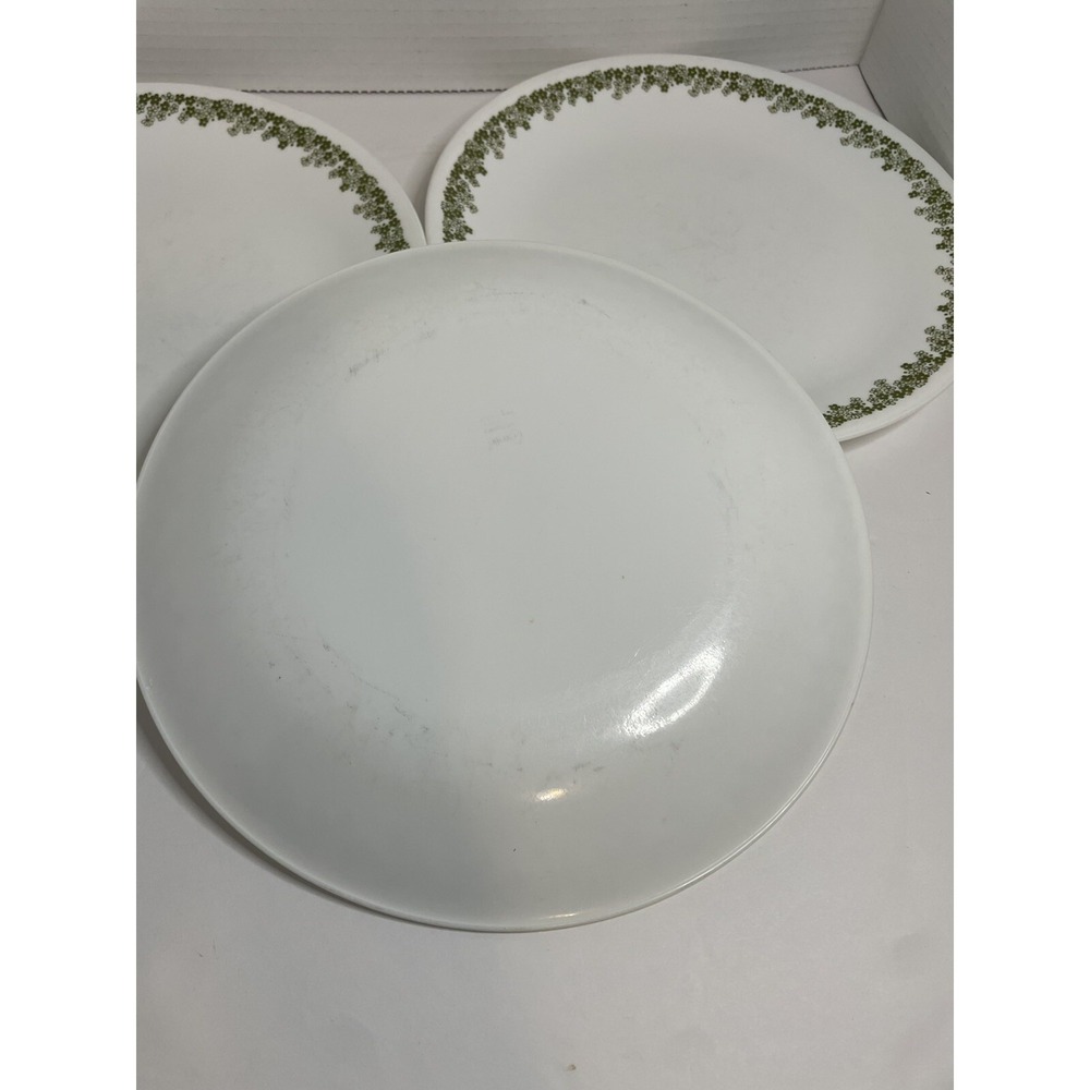 Vintage Corelle Spring Blossom Crazy Daisy Dinner  Plates 10" Green Lot Of 3 - Picture 5 of 7